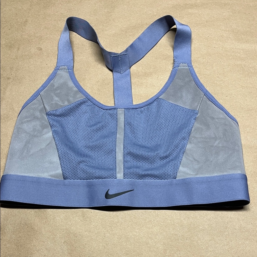 Nike Women's Mesh Panel Sports Bra in Blue and Gray Small
